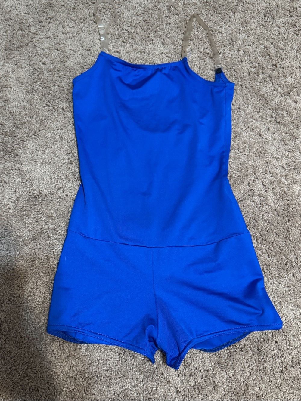 Royal Blue Stretch Knit Romper with Adjustable Straps